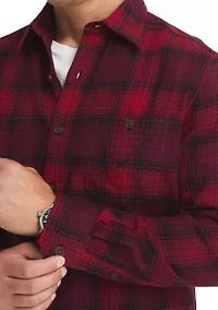 Men's Long Sleeve Stretch Plaid Flannel