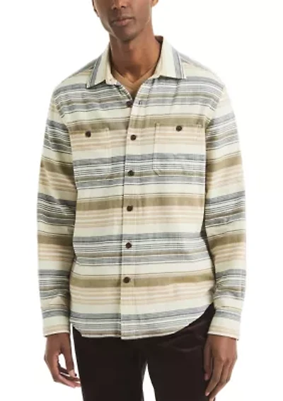 Men's Long Sleeve Striped Stretch Flannel