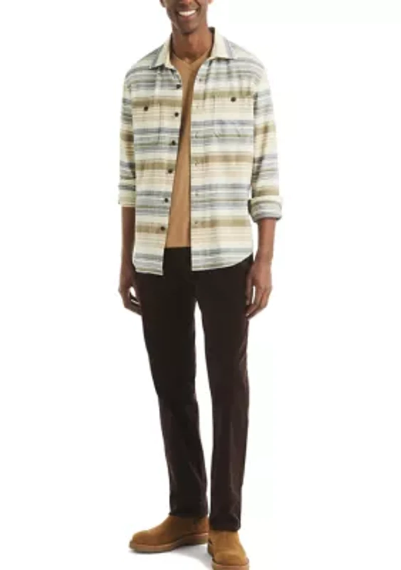 Men's Long Sleeve Striped Stretch Flannel