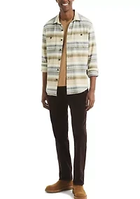 Men's Long Sleeve Striped Stretch Flannel