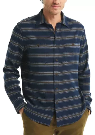 Men's Long Sleeve Striped Stretch Flannel