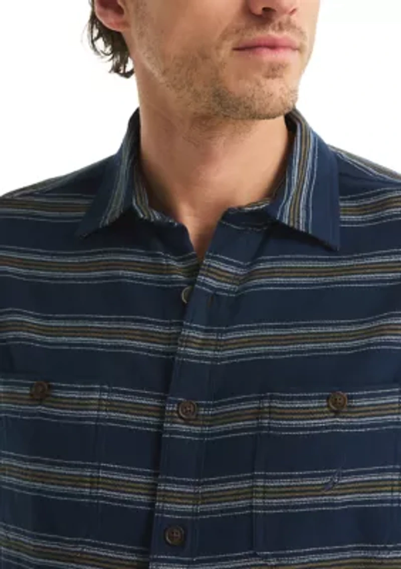 Men's Long Sleeve Striped Stretch Flannel