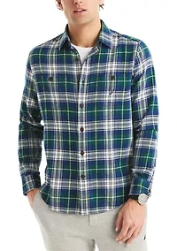 Men's Long Sleeve Plaid Stretch Flannel