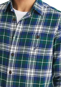 Men's Long Sleeve Plaid Stretch Flannel