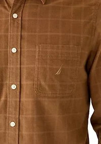 Men's Long Sleeve Corduroy Plaid Flannel Shirt