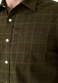 Men's Long Sleeve Corduroy Plaid Flannel Shirt