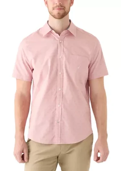 Men's Oxford Dobby Woven Button Down T-Shirt