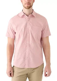 Men's Oxford Dobby Woven Button Down T-Shirt