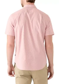 Men's Oxford Dobby Woven Button Down T-Shirt