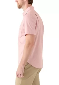 Men's Oxford Dobby Woven Button Down T-Shirt