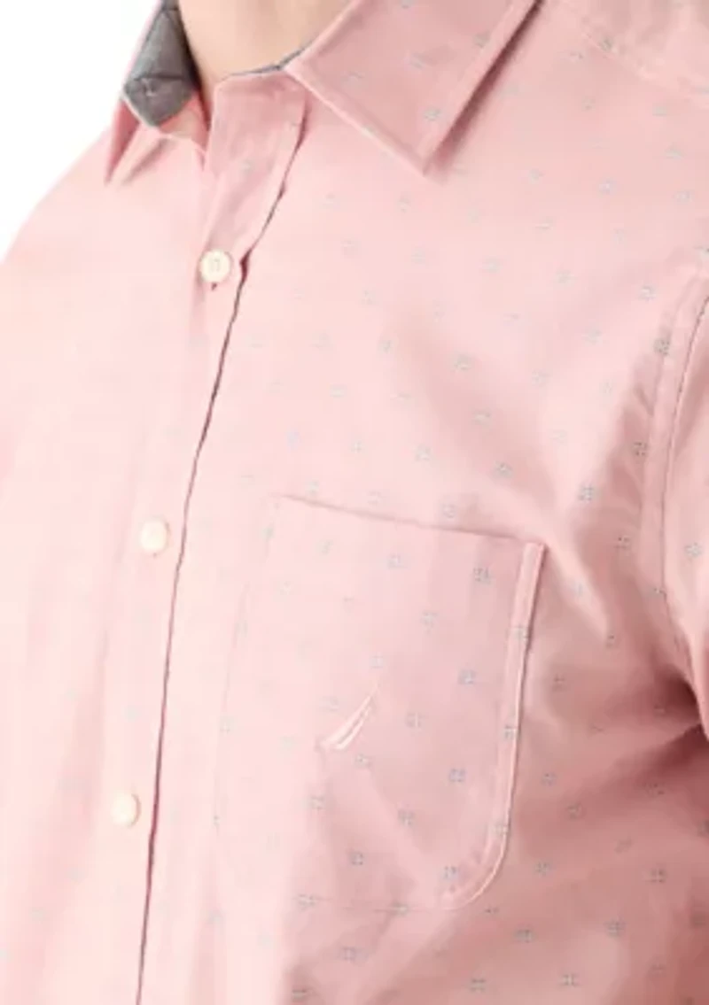 Men's Oxford Dobby Woven Button Down T-Shirt