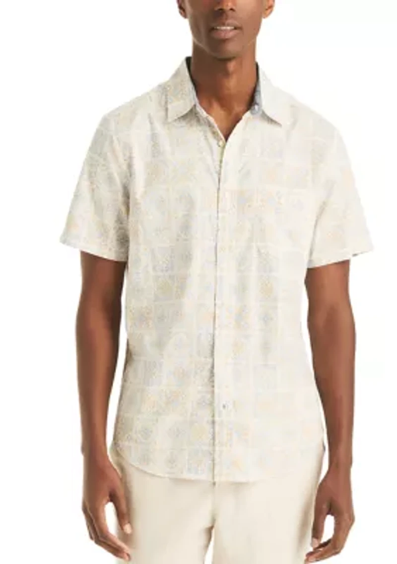 Men's Short Sleeve Tencel Print Woven Shirt
