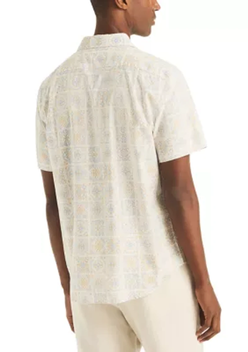 Men's Short Sleeve Tencel Print Woven Shirt