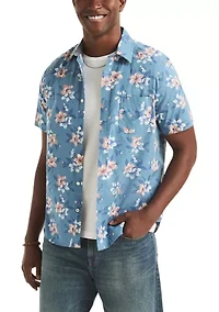 Men's Tropical Print Button Up Shirt