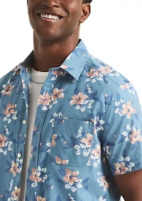 Men's Tropical Print Button Up Shirt