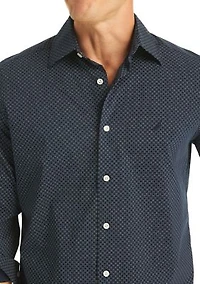 Men's Long Sleeve Printed Button Down Shirt