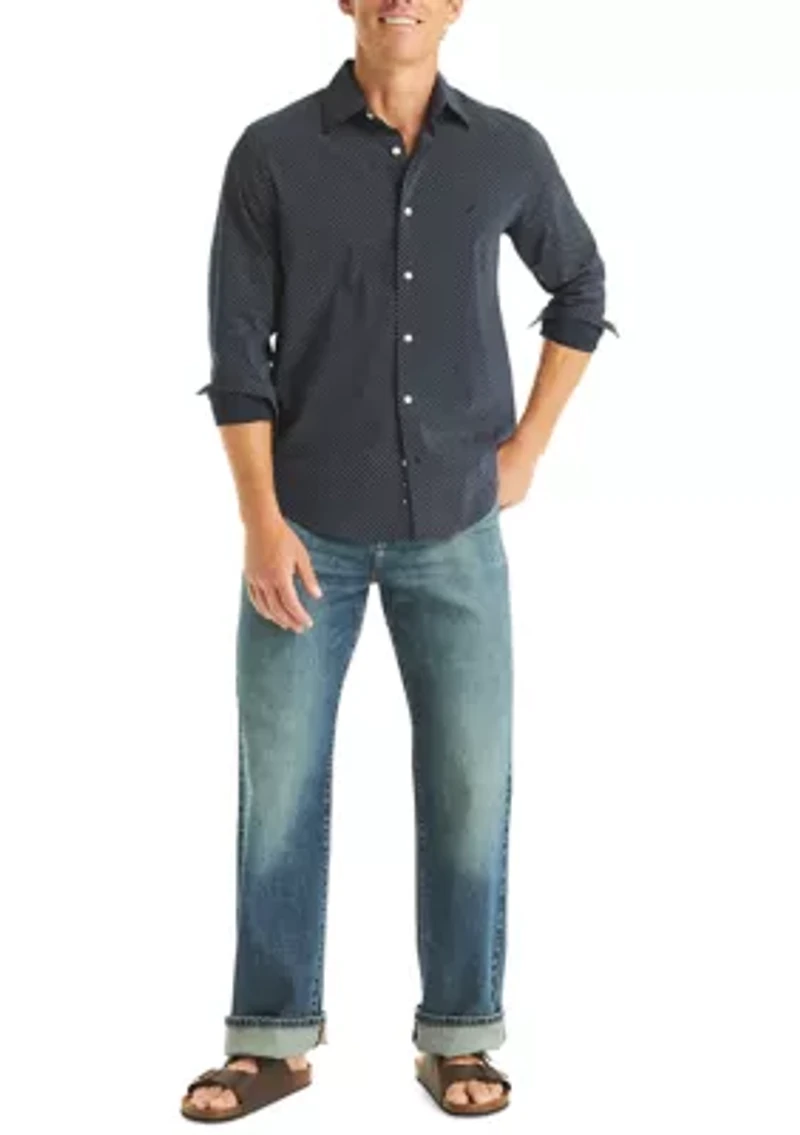 Men's Long Sleeve Printed Button Down Shirt