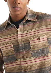 Men's Long Sleeve Striped and Tribal Pattern T-Shirt