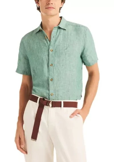 Men's Short Sleeve Linen Woven Shirt