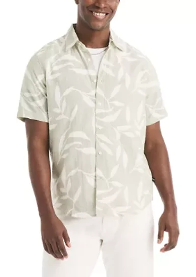 Men's Leaf Print Dobby Shirt