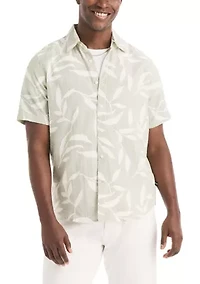 Men's Leaf Print Dobby Shirt