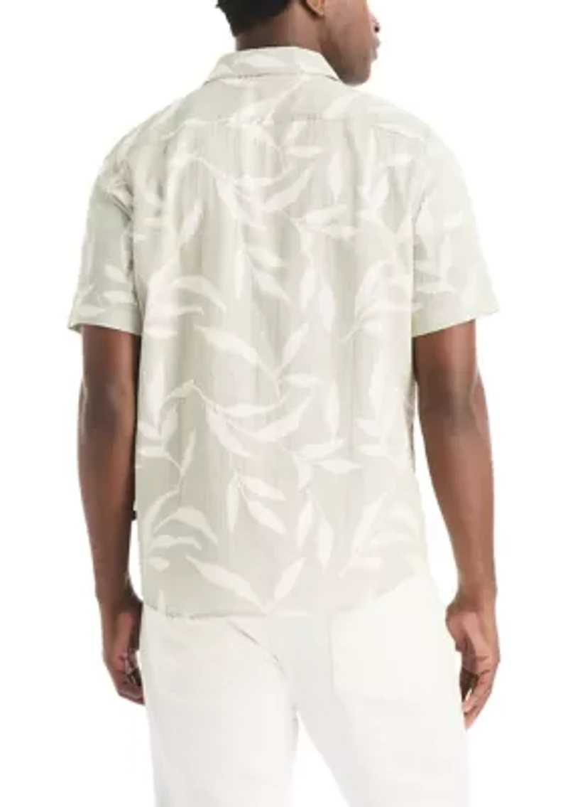 Men's Leaf Print Dobby Shirt