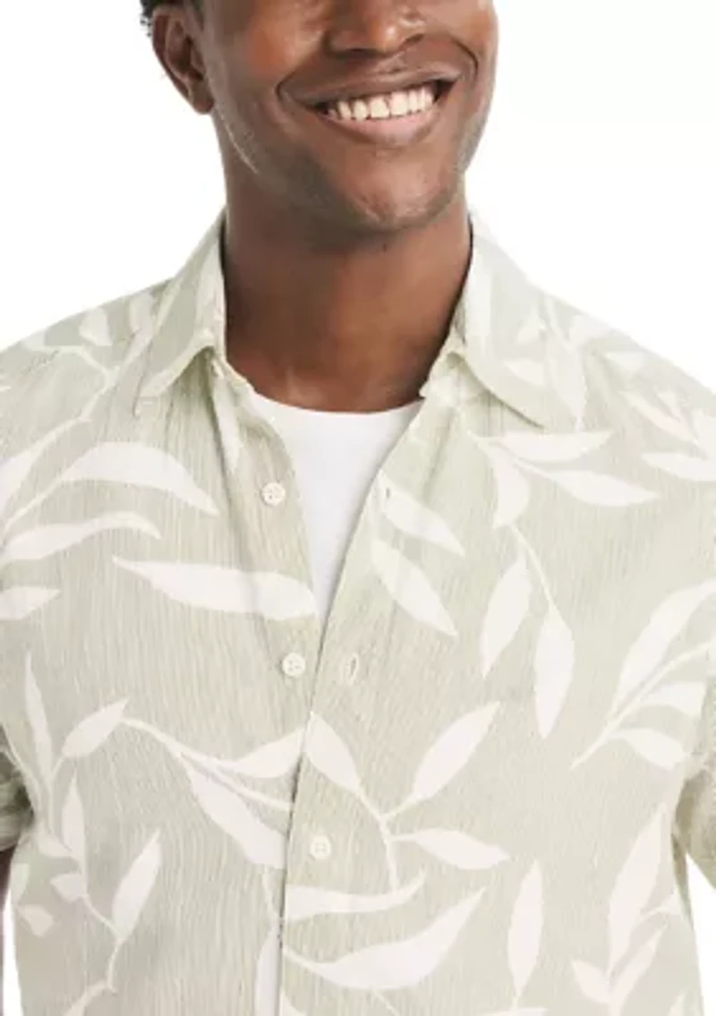 Men's Leaf Print Dobby Shirt