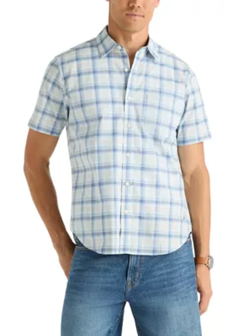Men's Short Sleeve Slub Knit Plaid Shirt