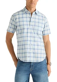 Men's Short Sleeve Slub Knit Plaid Shirt