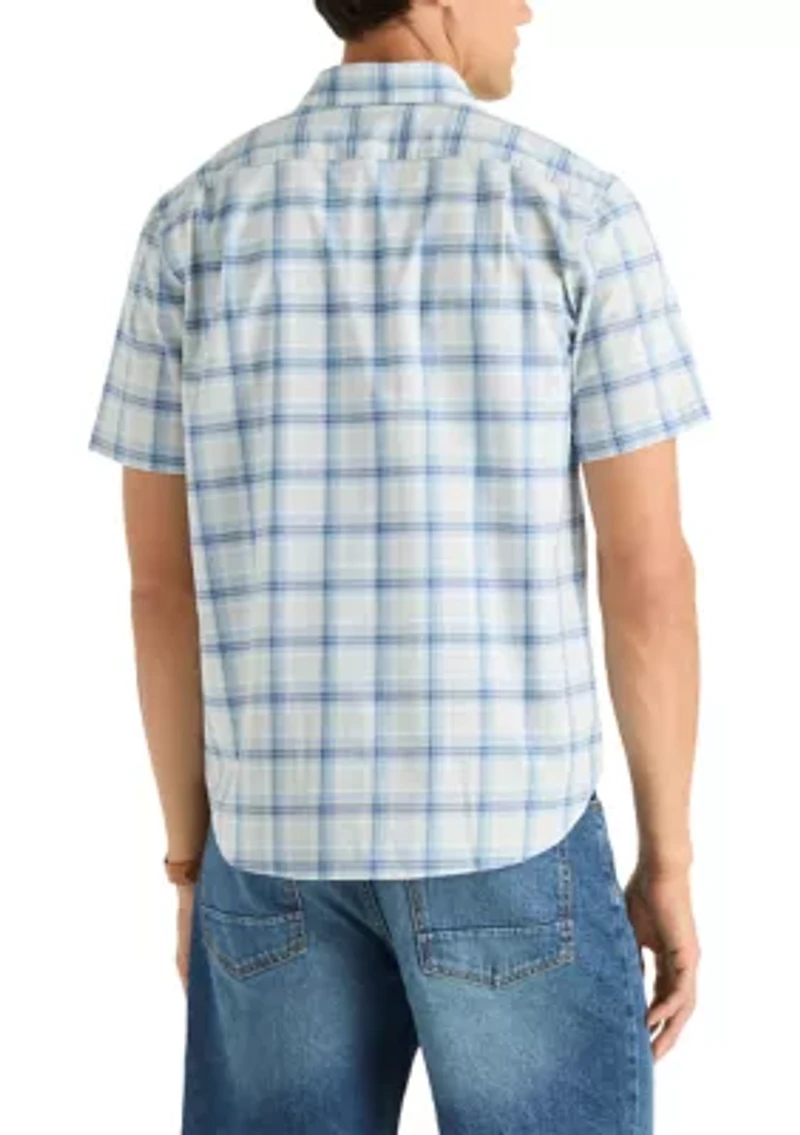 Men's Short Sleeve Slub Knit Plaid Shirt