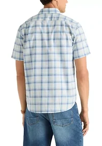 Men's Short Sleeve Slub Knit Plaid Shirt