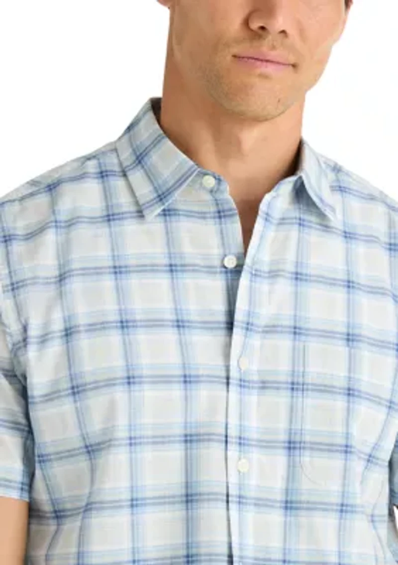 Men's Short Sleeve Slub Knit Plaid Shirt