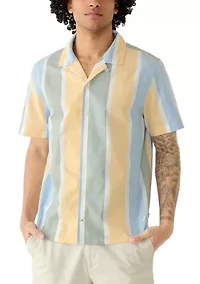 Men's Short Sleeve Camp Vertical Striped Shirt