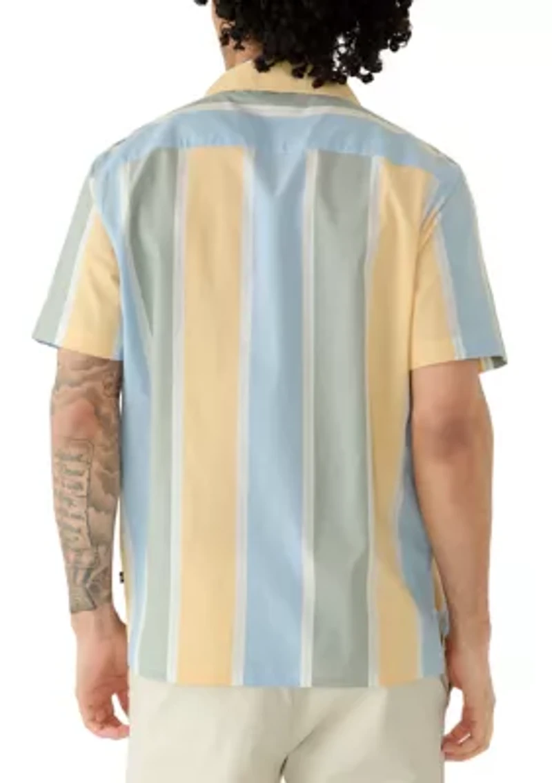 Men's Short Sleeve Camp Vertical Striped Shirt