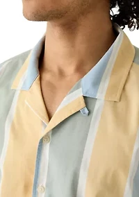 Men's Short Sleeve Camp Vertical Striped Shirt