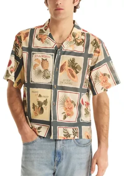 Men's Short Sleeve Camp Novelty Print Shirt