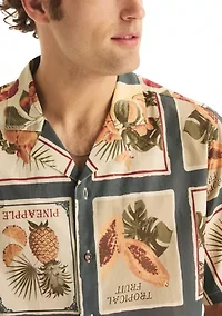 Men's Short Sleeve Camp Novelty Print Shirt