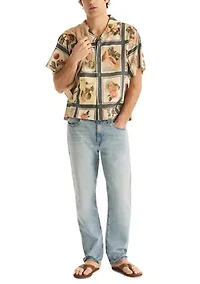 Men's Short Sleeve Camp Novelty Print Shirt