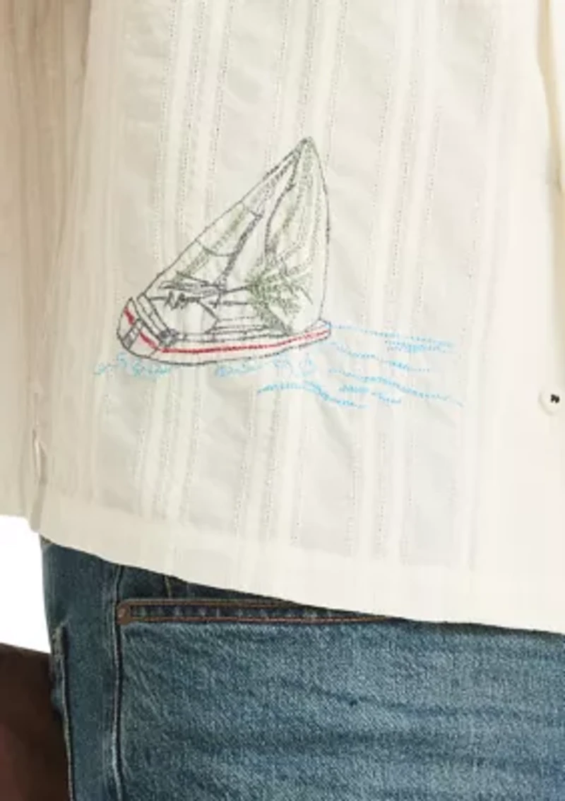 Men's Short Sleeve Embroidered Camp Shirt