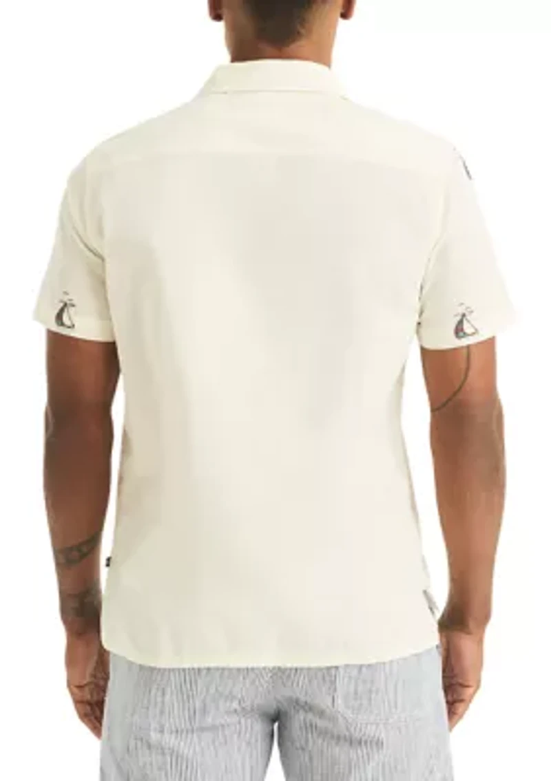 Men's Short Sleeve Palm Print Camp Shirt