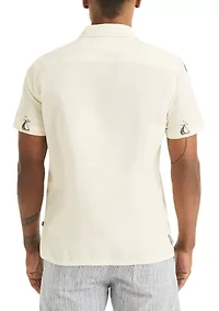 Men's Short Sleeve Palm Print Camp Shirt