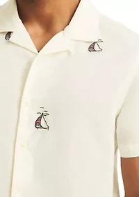 Men's Short Sleeve Palm Print Camp Shirt