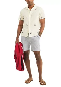 Men's Short Sleeve Palm Print Camp Shirt