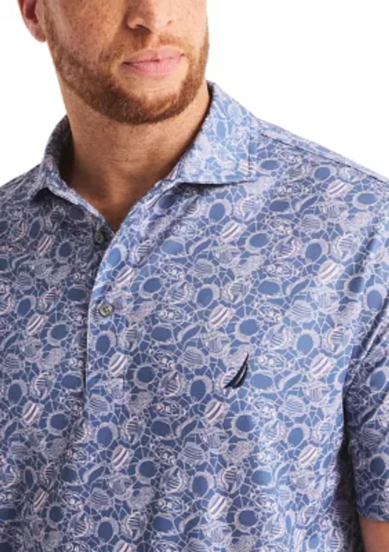 Big & Tall Beach Boys x Nautica Short Sleeve Performance Tropic Fish Print Polo Shirt