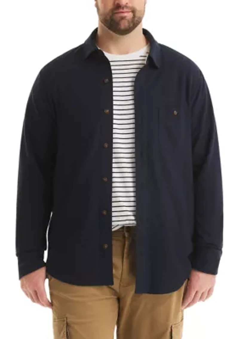 Big & Tall Long Sleeve Button Front Knit Polo