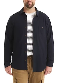 Big & Tall Long Sleeve Button Front Knit Polo