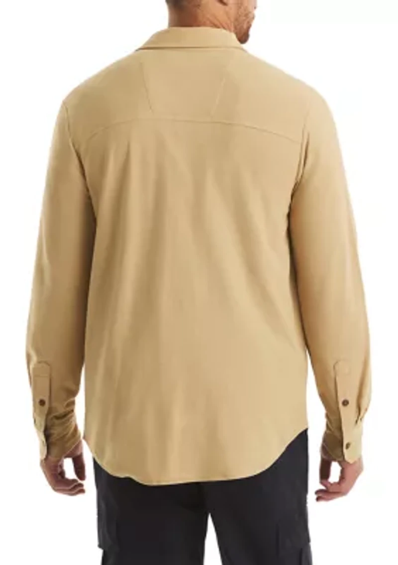 Big & Tall Long Sleeve Button Front Knit Polo