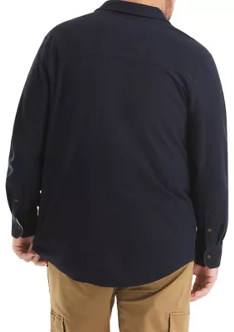 Big & Tall Long Sleeve Button Front Knit Polo