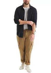 Big & Tall Long Sleeve Button Front Knit Polo