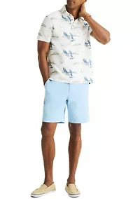 Big & Tall Short Sleeve Boat Scenic Club Printed Polo Shirt